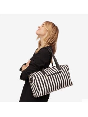 Alice + Olivia Striped Black and White Weekend Duffel Bag Nwot